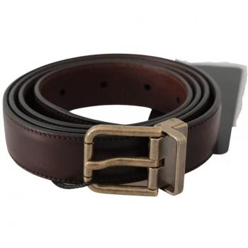 Dolce & Gabbana Brown Leather Gold Buckle Men Belt - 100 cm / 40 Inches