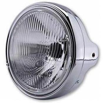 Faro LTD de 7 pulgadas SHIN YO, H4, montaje lateral, vidrio en relieve, cromado plata
