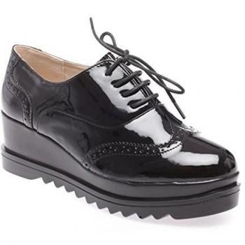 La Modeuse - Zapatos de cordones para mujer, negro
