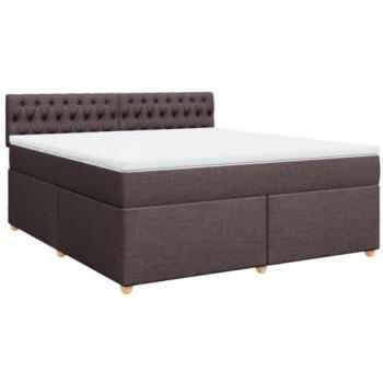Cama box spring con colchón tela marrón oscuro 180x200 cm