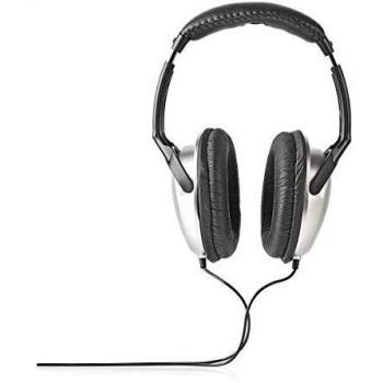 Nedis HPWD1200BK Auriculares Supraaurales | con Cable de 2 m | Plateado/Negro