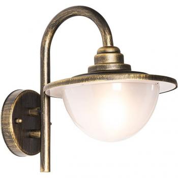 Farol de pared clásico para exterior oro envejecido IP44 - Brujas, Acero inoxidable/Plástico, Redondo, Adecuado para LED Max. 1 x 40 Watt