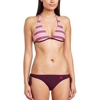 adidas Performance mujer rayas cuello halter Bikini Set, mujer, Maroon/Vivid Pink, 10UK