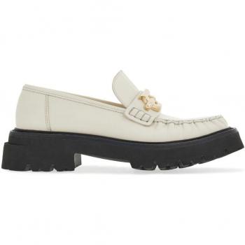 Ferragamo Women's Gancio Leather Loafers, White, Size 5 1/2 US