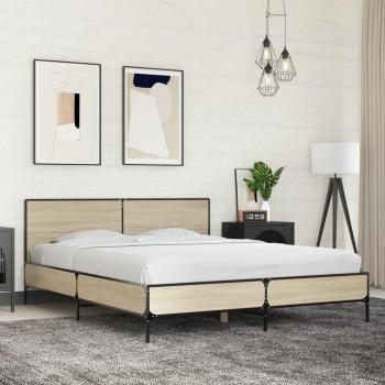 Bañador Sonoma Roble 150x200 cm Madera Multicapa Metal Estructura cama madera ingeniería metal roble Sonoma 150x200 cm vidaXL