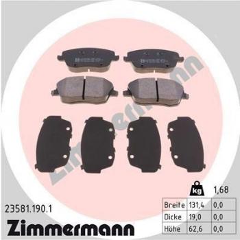 Juego de pastillas de freno ZIMMERMANN 23581.190.1, disco, delantero, incluye placa amortiguadora