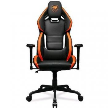 Silla Gaming Cougar Hotrod Regulable en Ecopelle con Brazos, Base de 5 Ruedas y Capacidad Máxima de 136kg - Negra/Naranja