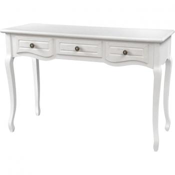 Mesa elegante shabby blanca con 3 cajones, 120x40x78 cm