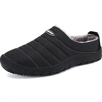 Gaatpot Unisex Adulto Invierno Zapatillas de Casa Antideslizantes Cálido Fluff Pantuflas Zapatos de Casa Interior Suave Algodón Zapatilla Negro 36EU