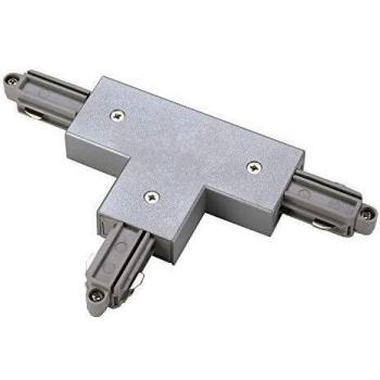 Conector en T SLV para riel monofásico de 1 circuito, plata, con conductor de protección a la izquierda