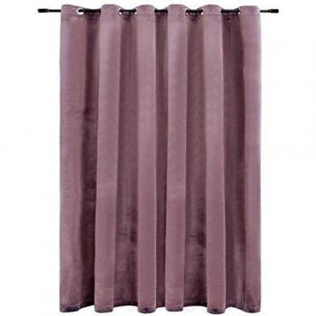 vidaXL Cortina opaca y anillas metal terciopelo rosa viejo 290x245cm