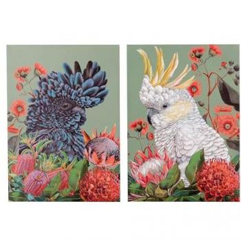 Set de 2 Lienzos Cacatúa Pintados a Mano 50x3x70 cm - Decoración de Pared
