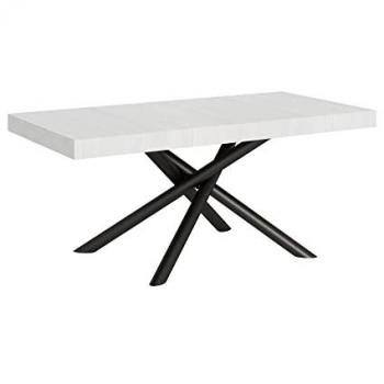 Mesa extensible Famas 90x180/284 cm con estructura de fresno blanco y marco antracita
