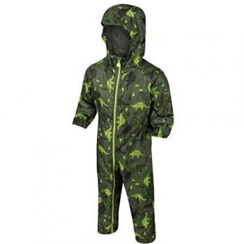Regatta Pobble-Mono Estampado, Impermeable Y Transpirable, Completamente Forrado Overtrousers, Unisex niños, Cypress Green, 24-36