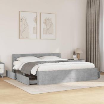 Cama con cabecero de madera de ingeniería gris hormigón 180x200 cm