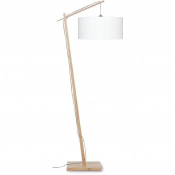 Lámpara de pie Andes en bambú natural y blanco E27, altura 176 cm, diámetro 47 cm