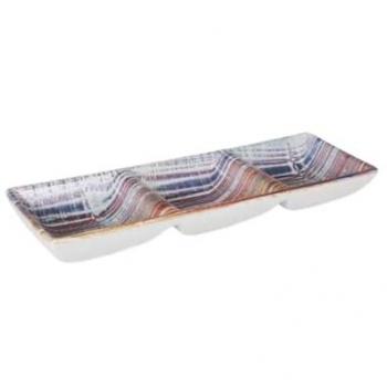 Bandeja de Aperitivos La Mediterránea Boreal 3 Compartimentos 26 x 8,5 x 3,3 cm (24 Unidades)