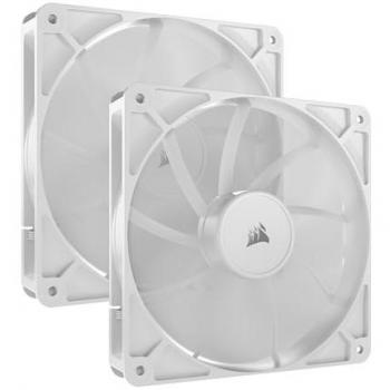 Corsair RS140 Ventilador Suplementario PWM 140mm Doble Pack Blanco - Bajo Nivel de Ruido, Conexión en Cadena, Rodamiento de Cúpula Magnética