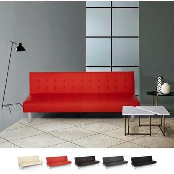 Sofá cama clic clac de 2 plazas en polipiel reclinable diseño moderno Elly color rojo