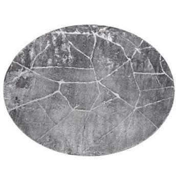 Alfombra Moderna MEFE Circular 2783 Mármol - Estructural, Dos Niveles de Vellón Gris Oscuro, Diámetro 120 cm