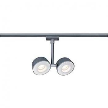 Spot LED Doble Paulmann URail 2x4W, 2700K, Dimmerable, Acabado Cromado Mate