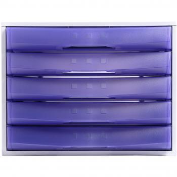 Exacompta 222087D - Caja organizadora, 5 cajones cerrados, color morado