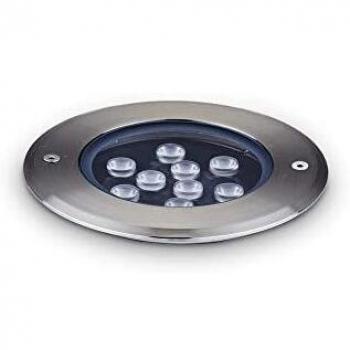 Luz LED exterior empotrada para piso y terraza Ideal Lux, Acero, IP67, 3000K, D14