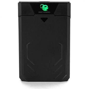 CoolBox DeepCase - Carcasa externa disco duro 2.5” con diseño gamer, USB3.0 con soporte UASP, compatible con HDD y SSD SATAI/II/III, montaje sin tornillos. Negro