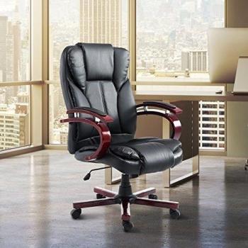 Silla Oficina Giratoria Acolchada Ejecutiva 65x65x116cm Cuero PU Negro con Rueda