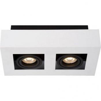 Foco de techo moderno Casemiro Blanco Negro, 2 luces, montado en superficie, tipo GU10