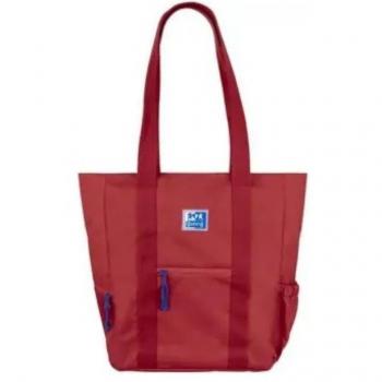 Oxford B-Trendy Bolso Tote Bag Bandolera Poliéster Borgoña con Bolsillo Frontal y Laterales, Compartimento para Portátil/Tablet, Cierre de Cremallera, 10