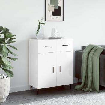 Aparador de madera de ingeniería 69,5x34x90 cm Mueble de Almacenaje de Salón Buffet para salón Armario Auxiliar Armario de Almacenamiento en color blanco brillante