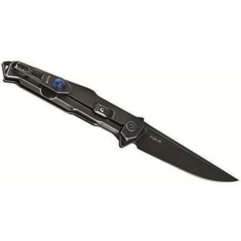 Ruike P108-SB Black Folding Pocket Knife, 3.5in Drop Point Blade, Black Stonewash Finish, Stainless Steel Handle