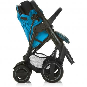 ICOO Silla de Paseo Compacta Acrobat hasta 18 kg con Función de Tumbado desde el Nacimiento, Plegable con una Mano, Ligero - Chassis de Aluminio, Manillar Regulable en Altura, Reflectores - Azul