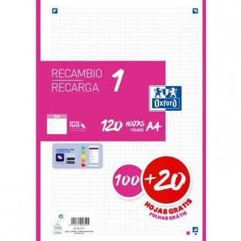 Oxford Recambio A4 120 Hojas Cuadrícula 5x5 Fucsia 90g Classic