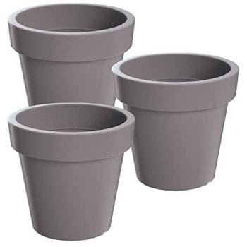 Juego de 3 Macetas de Plástico WELLHOME Lofly Color Gris 13,4 x 13,4 x 12 cm