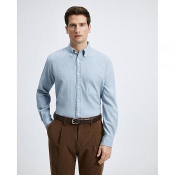 Emidio Tucci - Camisa sport lisa de invierno Classic Fit de hombre