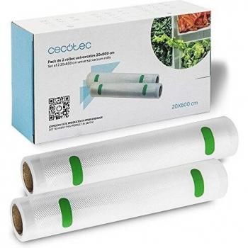 Cecotec Rollo Gofrado para Envasadora al Vacío, Pack de 2, Tamaño Personalizable, 20x600 cm, Ref. 4071
