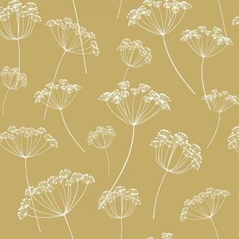 Papel Pintado Floral Estahome - Umbeelas Ocre y Blanco - 0,53 x 10,05 m