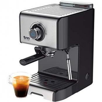 TM Electron TMPCF101 Cafetera espresso manual con presión de 15 bar, 1200 W, tanque de 1,2 L, espumador de leche, 3 funciones, de acero inoxidable, 1 tazas
