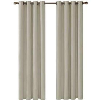 Deconovo Cortinas Opacas Termicas Aislantes para Salon Dormitorio Moderno para Ventanas 2 Paneles 140 x 245 cm Beige Claro