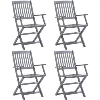 Sillas Plegables de Jardín VidaXL - 4 Unidades, Madera Maciza de Acacia, Color Gris