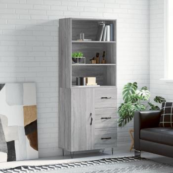Aparador alto de madera multicapa gris sonoma 69,5x34x180 cm