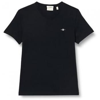 Camiseta Gant Regular Fit con Bordado de Logo, Color Negro, Talla XXL, Manga Corta