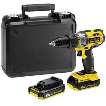 STANLEY FATMAX FMC626C2K-QW - Taladro percutor 18V, 25.500 ipm, con 2 baterías de litio 1.3Ah y maletín