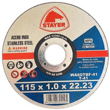 Disco de corte de 115mm para acero inoxidable - Paquete de 10 unidades STAYER
