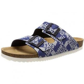 Tommy Hilfiger Allover Flat Sandal, Chanclas para Mujer, Azul