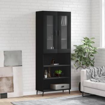 Alacena madera contrachapada negra 69,5x34x180 cm