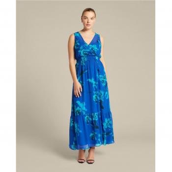 Vestido floral largo con escote cruzado