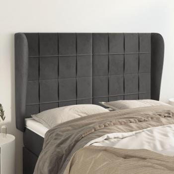 Cabecero con orejas de terciopelo gris oscuro 147x23x118/128 cm vidaXL